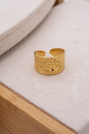 Ατσάλινο δαχτυλίδι στέμμα χρυσό