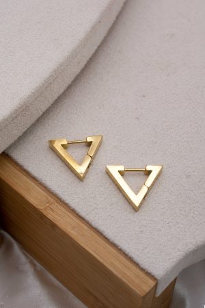 Ατσάλινα σκουλαρίκια τρίγωνο χρυσό