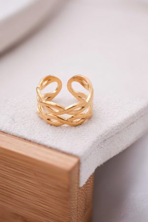 Ατσάλινο δαχτυλίδι πλεκτό χρυσό