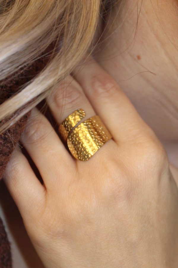 Ατσάλινο δαχτυλίδι φαρδύ χρυσό